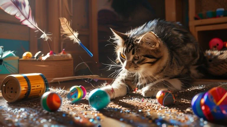 Brinquedos que ativam o instinto de caça natural dos gatos